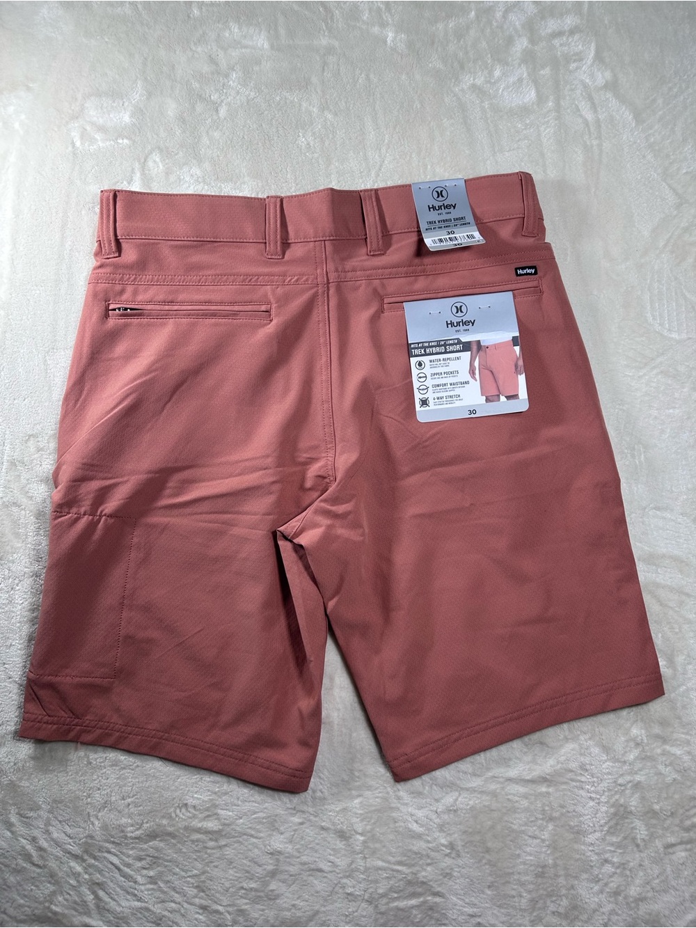 NWT Hurley Men's Trek Hybrid Shorts Sz 30 Orange Salmon Water Repellent Stretch - Picture 5 of 11